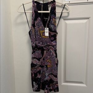 Express Paisley Print Black Romper